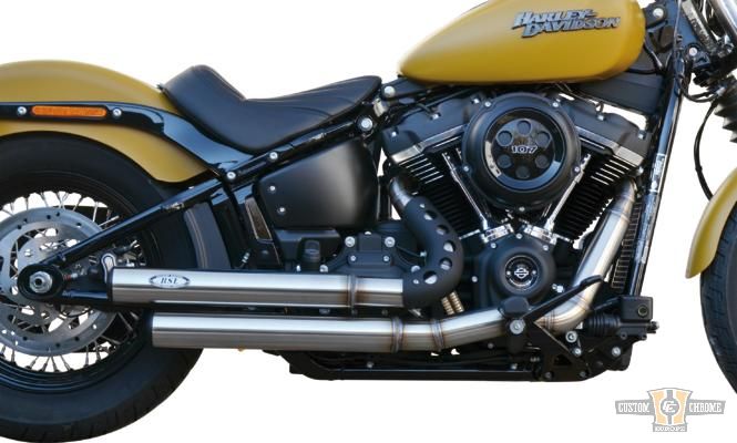 Top Chopp Staggered Outline Exhaust System Raw For Harley-Davidson