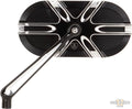 Deep Cut Caged Series Forged Billet Mirror Black, Anodized For Harley-Davidson