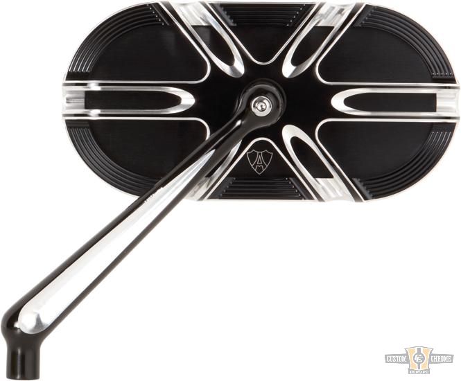 Deep Cut Caged Series Forged Billet Mirror Black, Anodized For Harley-Davidson