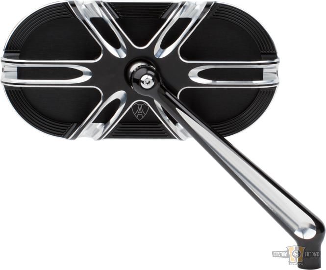 Deep Cut Caged Series Forged Billet Mirror Black, Anodized For Harley-Davidson