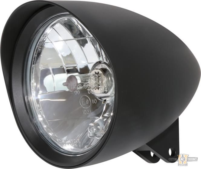 Classic 1 5 3/4" Headlight Black H4 For Harley-Davidson