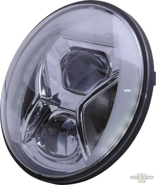 Type 8 7" Headlight Insert with Daytime Running Light, Position Light and Cornering Light Chrome Clear For Harley-Davidson