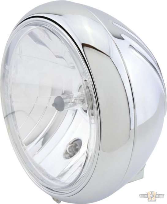 Yuma 1 7" Headlight Chrome H4 For Harley-Davidson