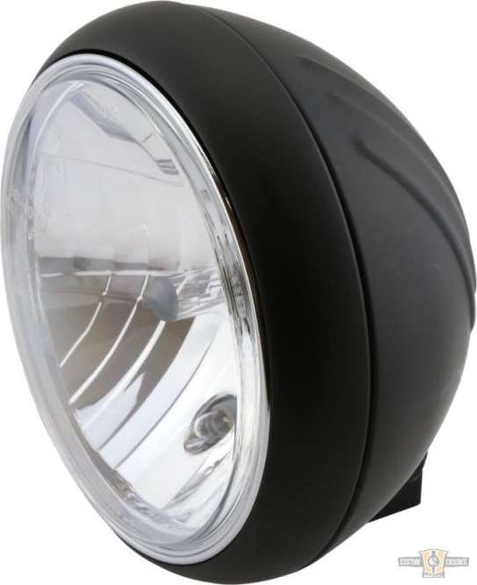 Yuma 1 7" Headlight Flat Black H4 For Harley-Davidson