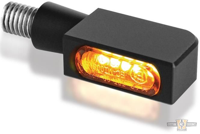 Block-Line Micro LED Turn Signals Black Anodized Smoke LED For Harley-Davidson