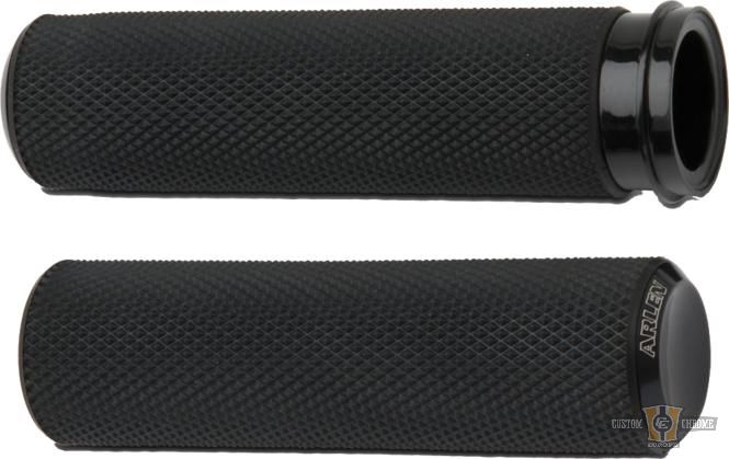 Knurled Fusion Grip Black 1" Anodized Cable operated For Harley-Davidson