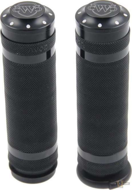 Logo Grips Black 1" Powder Coated Throttle By Wire For Harley-Davidson
