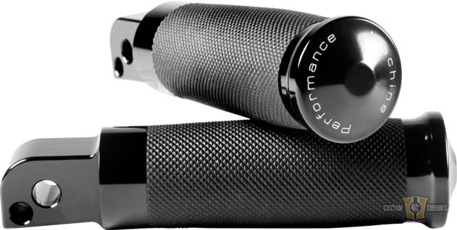 Contour Round Passenger Pegs Black, Anodized For Harley-Davidson