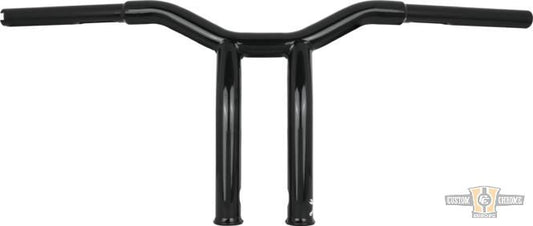 10" Dominator Raked Bar Handlebar Black 1 1/4" Gloss For Harley-Davidson