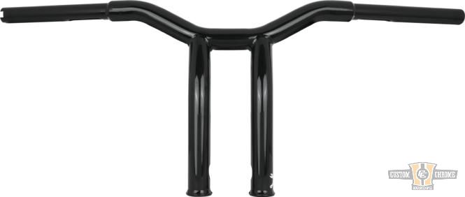 10" Dominator Raked Bar Handlebar Black 1 1/4" Satin For Harley-Davidson