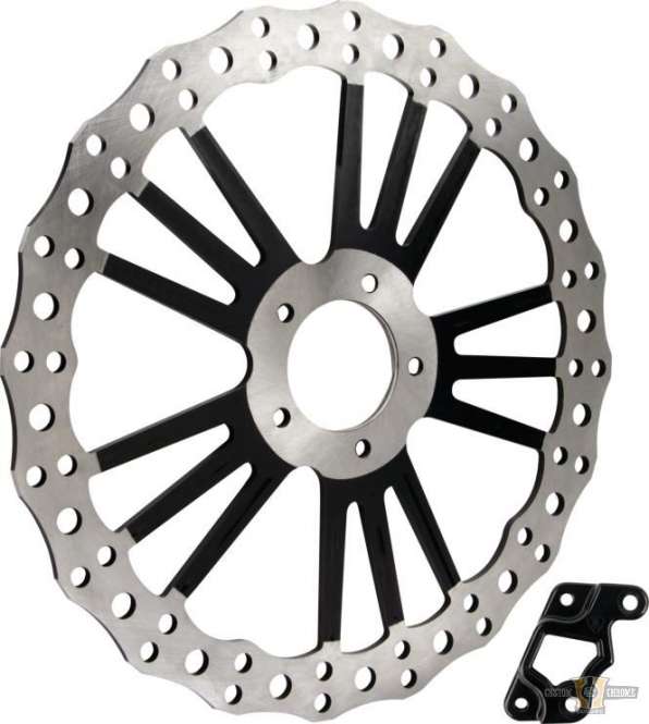 14" Offset Brake Rotor Black Front For Harley-Davidson