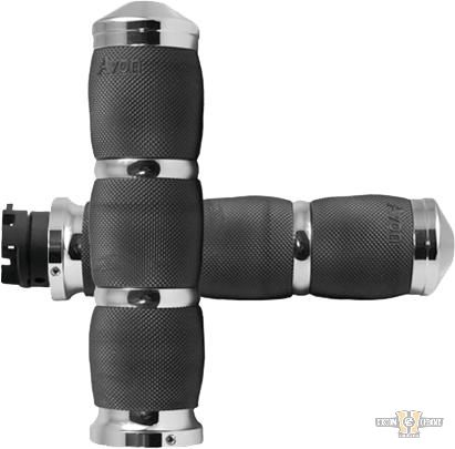Air Cushion Grips Black Chrome 7/8" Throttle By Wire For Harley-Davidson