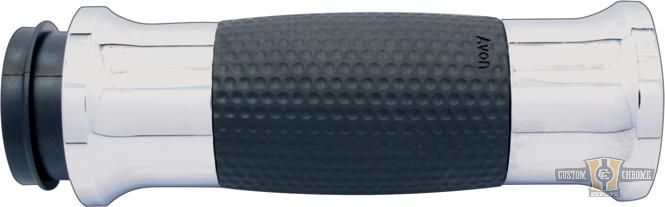 Air Gel Grips Black Chrome 7/8" Throttle By Wire For Harley-Davidson