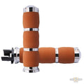 Air Cushion Grips Tan Chrome 7/8" Throttle By Wire For Harley-Davidson