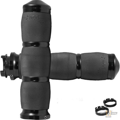 Air Cushion Grips Black 7/8" Anodized Throttle By Wire For Harley-Davidson