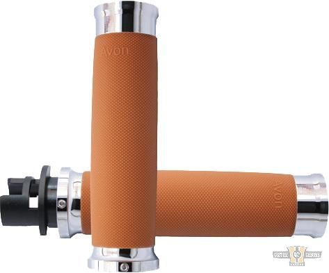 Custom Contour Grips Tan Chrome 7/8" Throttle By Wire For Harley-Davidson