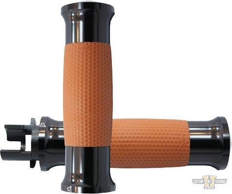 Air Gel Grips Black Tan 7/8" Anodized Throttle By Wire For Harley-Davidson
