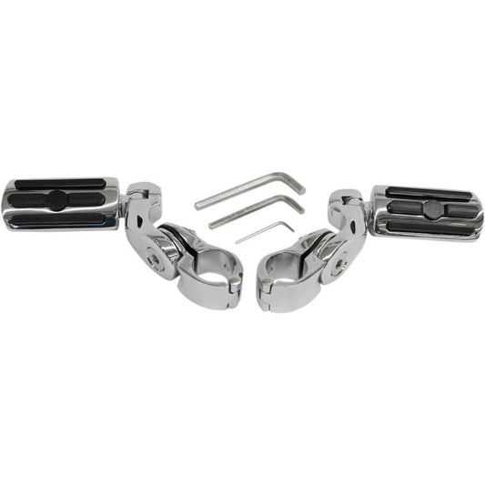 Chrome Slotted Highway Pegs With Mounting Arm