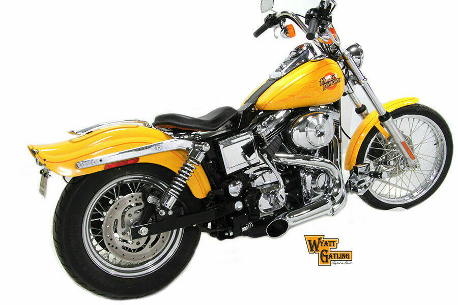 Chrome Wyatt Gatling 2 into 1 Exhaust Pipe Header Kit For Harley-Davidson