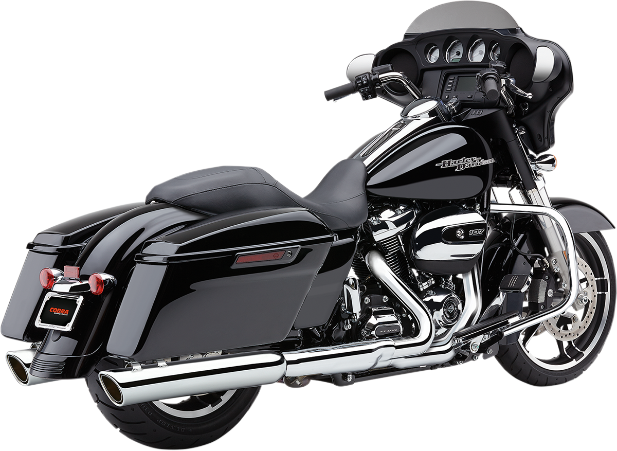 COBRA 4" 909 TWIN MUFFLERS FOR HARLEY-DAVIDSON 2017 - 2020 Chrome 909 Slip-On Mufflers