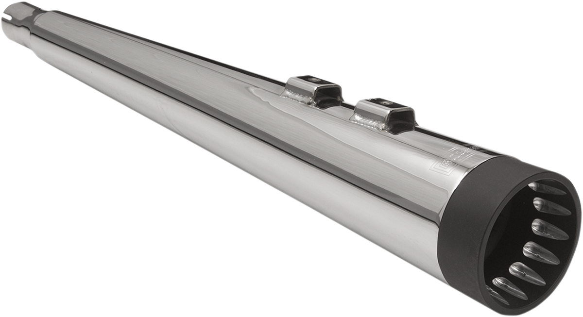 BASSANI XHAUST 4" DNT® MEGAPHONE MUFFLERS WITH AN ACOUSTICALLY TUNED BAFFLE FOR HARLEY-DAVIDSON 1995 - 2013 Chrome/Black DNT® Megaphone Slip-On Mufflers