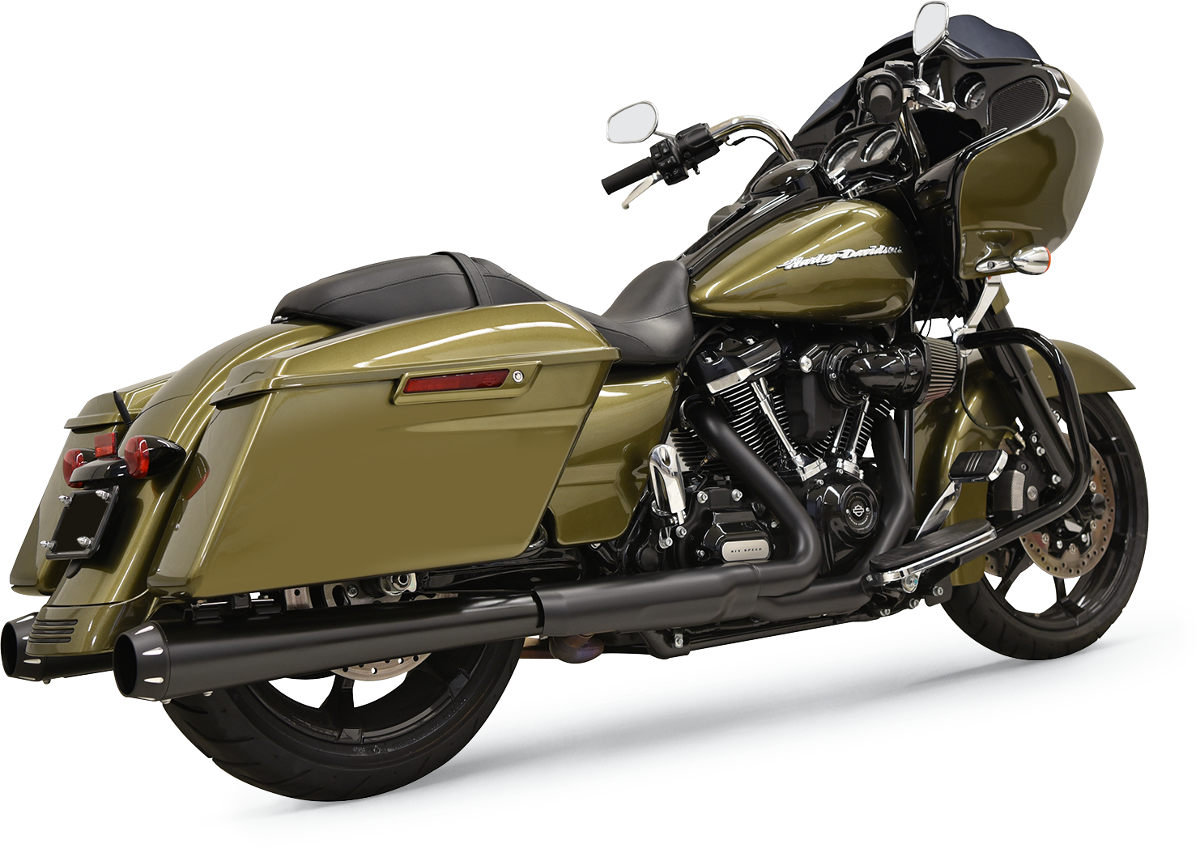 BASSANI XHAUST 4" DNT® MEGAPHONE MUFFLERS WITH AN ACOUSTICALLY TUNED BAFFLE FOR HARLEY-DAVIDSON 2017 - 2019 Black/Black DNT® Megaphone Slip-On Mufflers