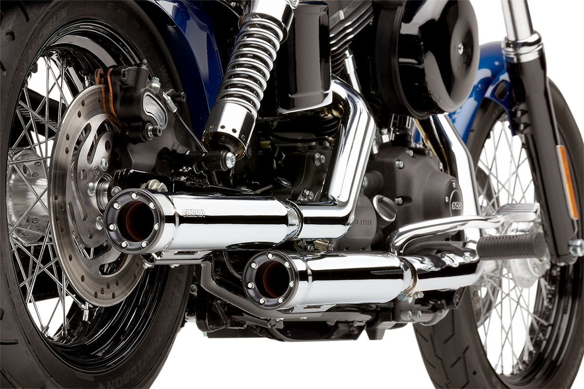 COBRA 3" SLIP-ON MUFFLERS WITH RACE-PRO TIPS FOR HARLEY-DAVIDSON 1995 - 1997 Chrome/Black 3" Slip-On Mufflers