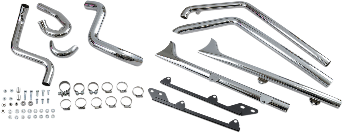 BASSANI XHAUST TRUE DUALS WITH FISHTAIL MUFFLERS FOR HARLEY-DAVIDSON 2011 - 2013 Chrome True Duals With Fishtail Mufflers