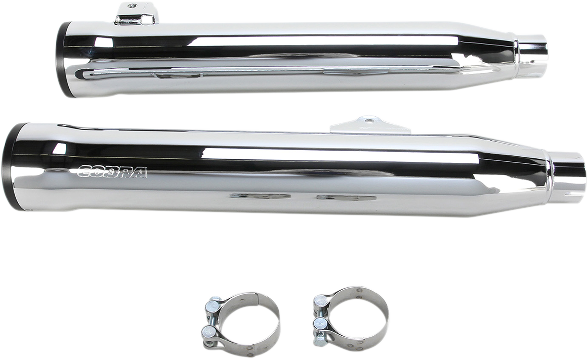 COBRA 3" SLIP-ON MUFFLERS WITH RACE-PRO TIPS FOR HARLEY-DAVIDSON 2008 - 2017 Chrome/Black 3" Slip-On Mufflers