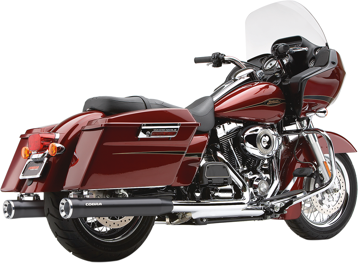 COBRA 3" SLIP-ON MUFFLERS WITH RACE-PRO TIPS FOR HARLEY-DAVIDSON 1995 - 2013 Raven Black/Chrome RPT Slip-On Mufflers