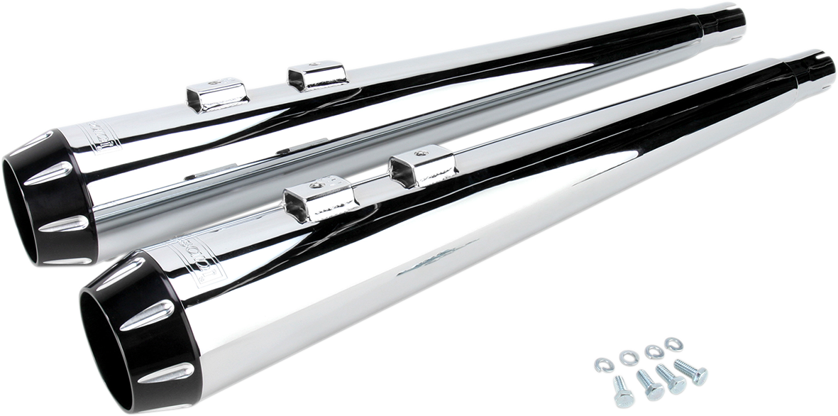 BASSANI XHAUST 4" SLIP-ON MUFFLERS FOR HARLEY-DAVIDSON 1995 - 2013 Chrome/Black 4" Slip-On Mufflers
