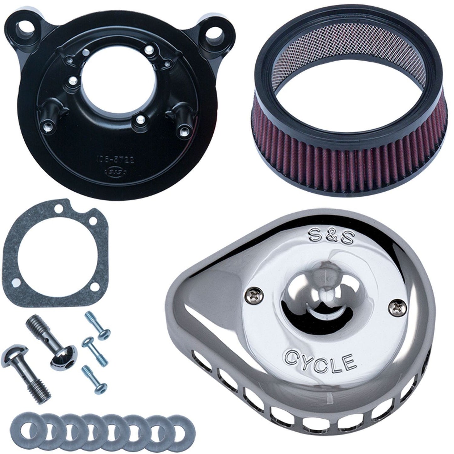 S&S Chrome Mini Teardrop Stealth Air Cleaner Kit For Harley-Davidson Twin Cam