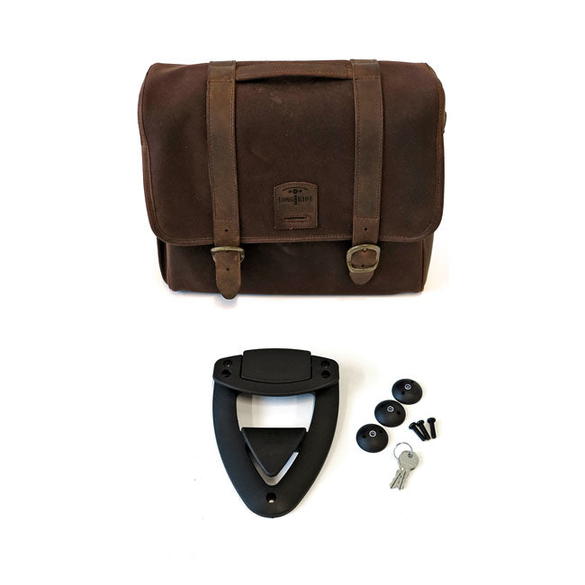 Longride, Click-On Classic Saddlebag Waxed Cotton. Brown For Harley Davidson