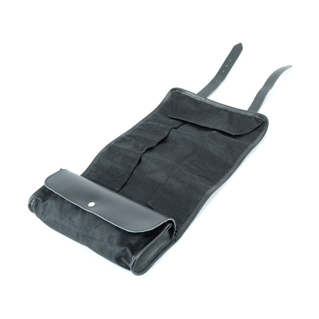 Longride, Werkzeugtasche aus gewachster Baumwolle. Schwarz für Harley Davidson