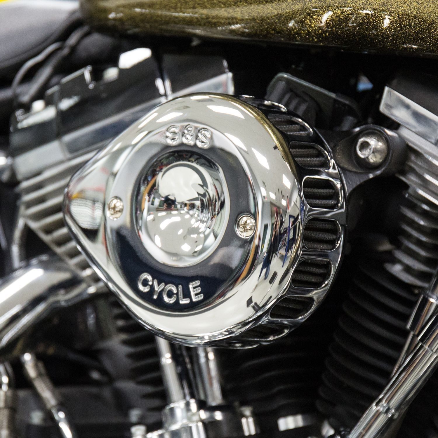 S&S Chrome Mini Teardrop Stealth Air Cleaner Kit For Harley-Davidson Twin Cam