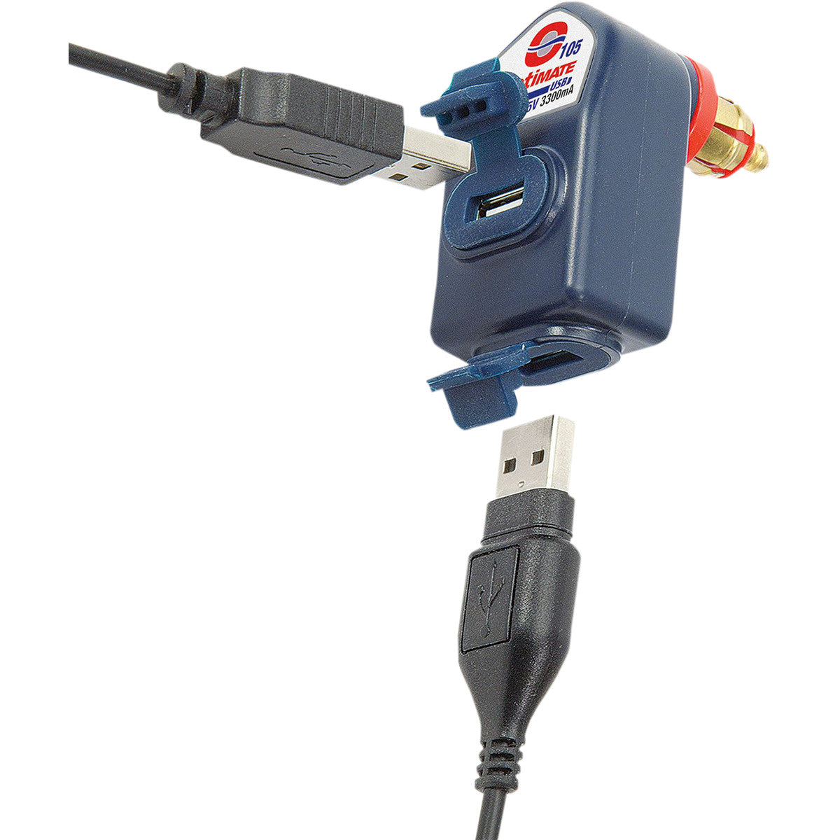 OPTIMATE USB O-105 SMART 3300mA DUAL OUTPUT USB-LADER, MET FIETSPLUG