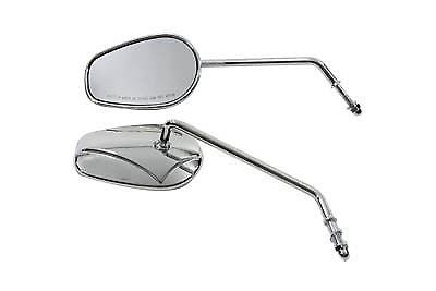Rectangle Mirror Set with Round Long Stems For Harley-Davidson