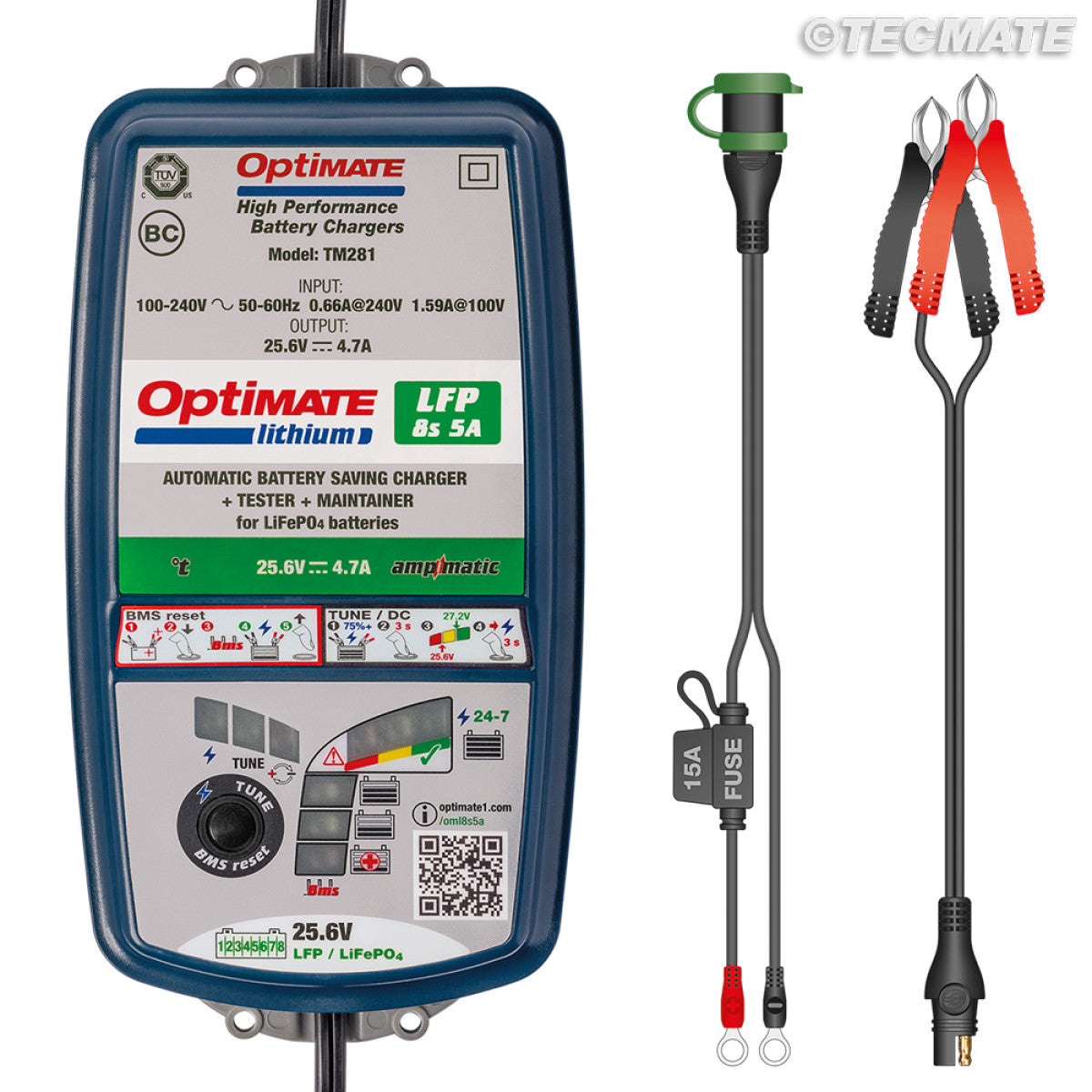 OPTIMATE LITHIUM 8S 5A 10-STEP 25.6V/26.4V 5A SEALED BATTERY SAVING CHARGER &amp; MAINTAINER