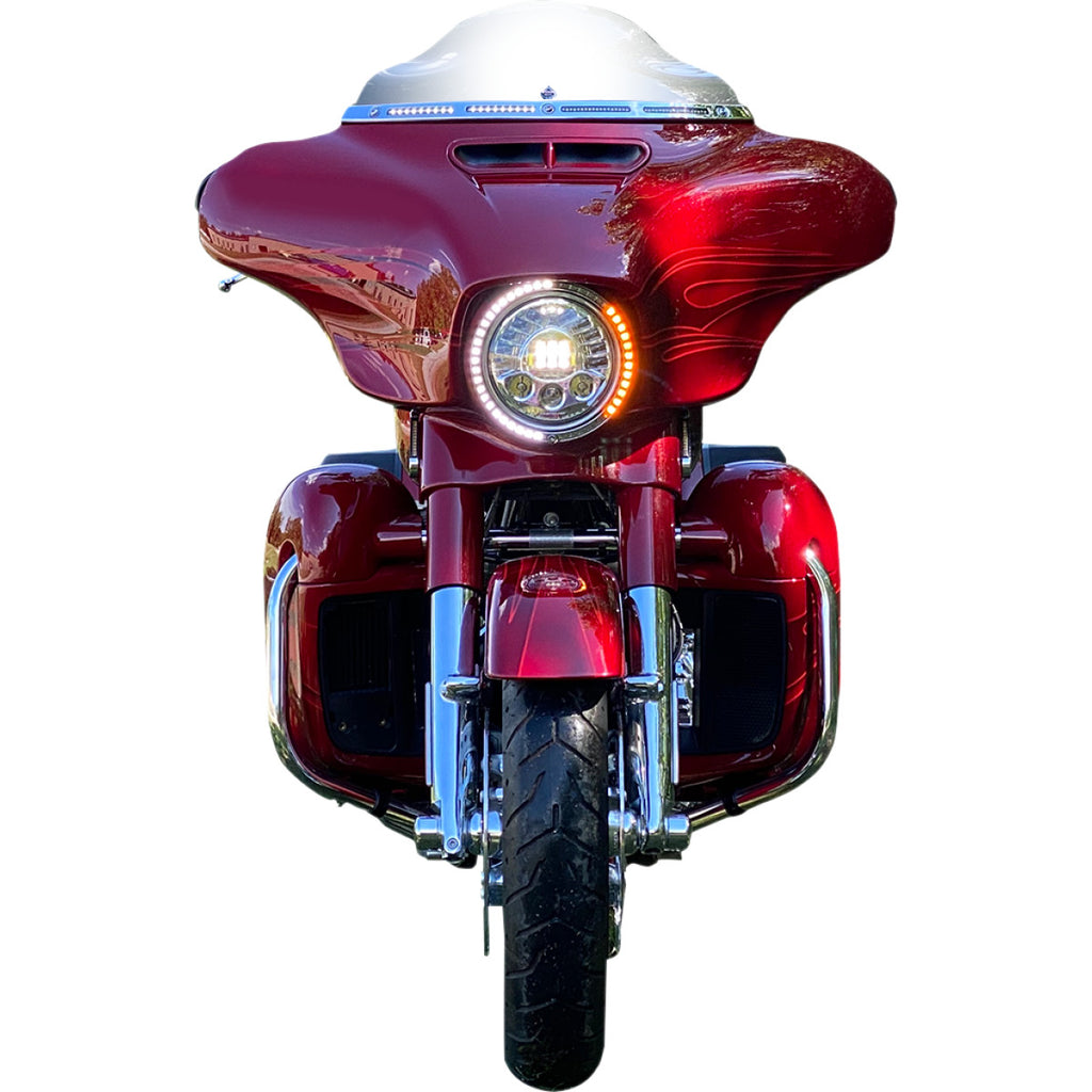 PROBEAM® AMBER/WEISSE SCHEINWERFER-ZIERRINGE Chrom, Standardblinker
