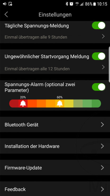 JMP Lithium Battery Indicator Statut Bluetooth du smartphone