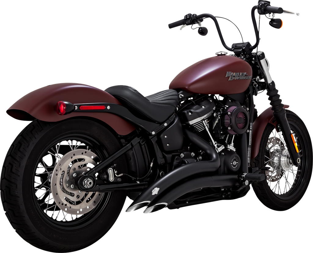 Schwarzer Auspuff mit großem Radius für Harley Davidson Softail Milwaukee Eight M8