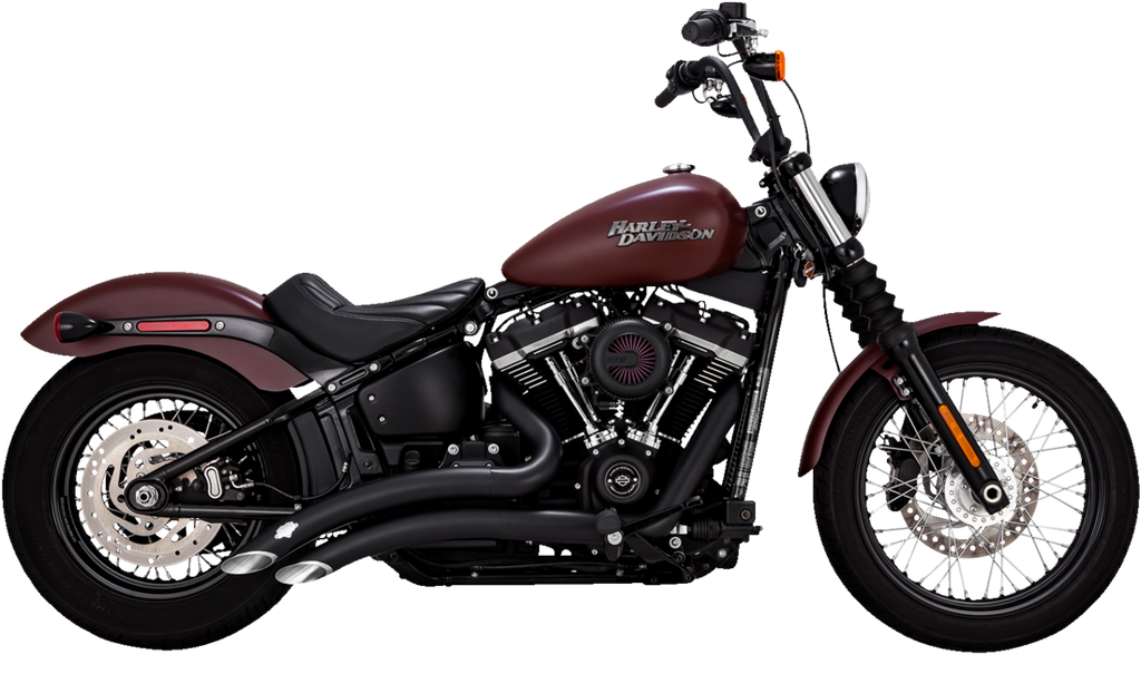 Schwarzer Auspuff mit großem Radius für Harley Davidson Softail Milwaukee Eight M8