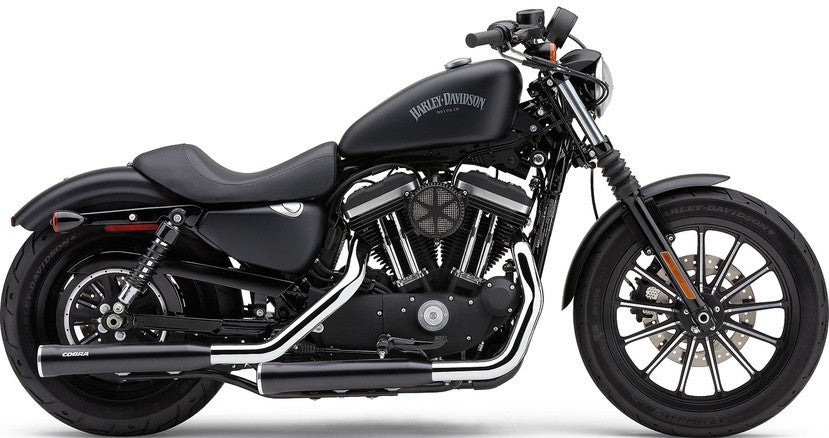 Escapes Para Sportster '14-Up Cobra 3" Slip-On Black Mufflers Race-Pro Tips