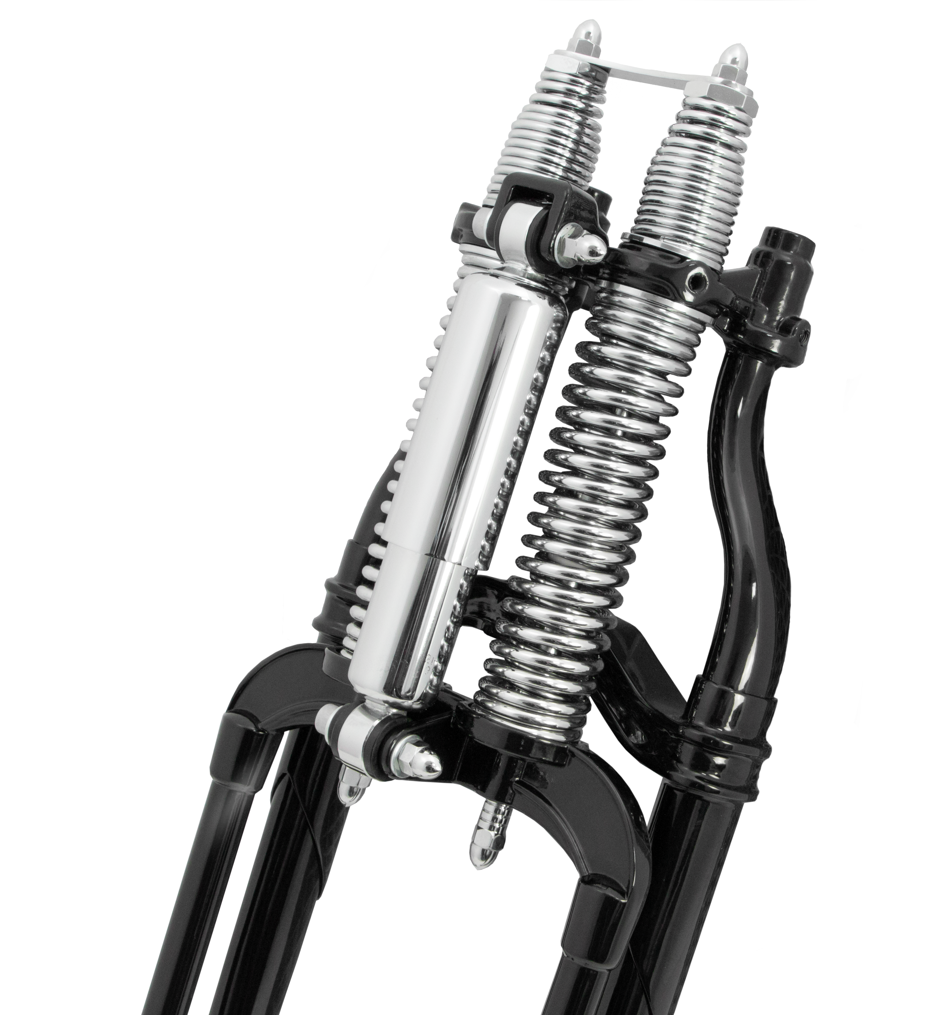 Springergabeln für Harley Davidson, schwarzer Körper/Chromfedern