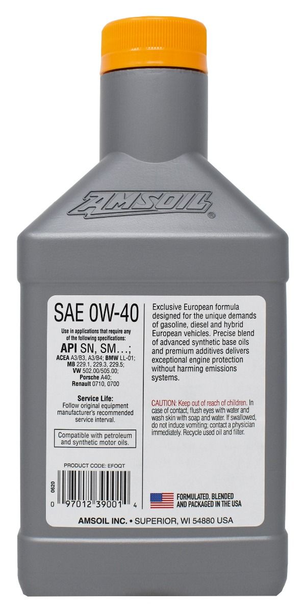 Aceite Motor Amsoil SAE 0W-40 FS Sintetico 946 mL EFOQT