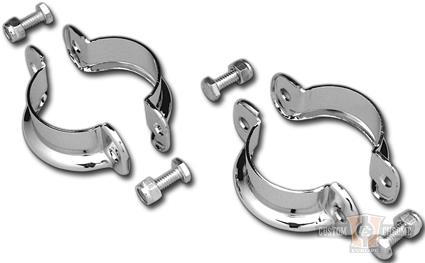 Chrome Late Model Muffler Clamps For Harley-Davidson