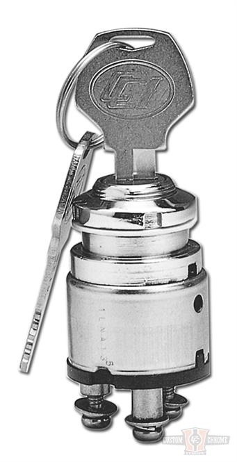 Ignition Switch, Chrome 0.75" diameter/on-ign-light For Harley-Davidson