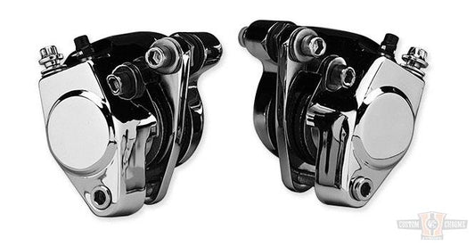 Front Dual Disc Brake Calipers, Left & Right, Chrome For Harley-Davidson