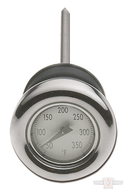 Temperature Gauge Dipstick, Chrome with Black Fahrenheit Gauge For Harley-Davidson
