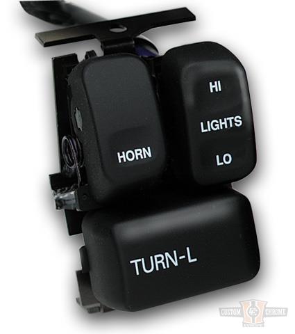 Handlebar Wire Harness Left Side, Black Switches For Harley-Davidson